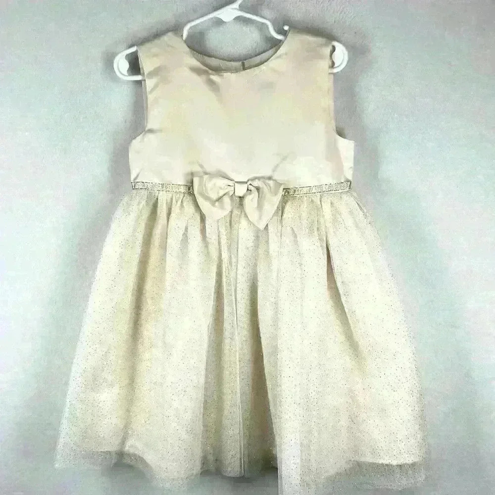 Blueberi Boulevard Girlβs Dress Sz 5 Cream with Gold Accents Christmas Wedding